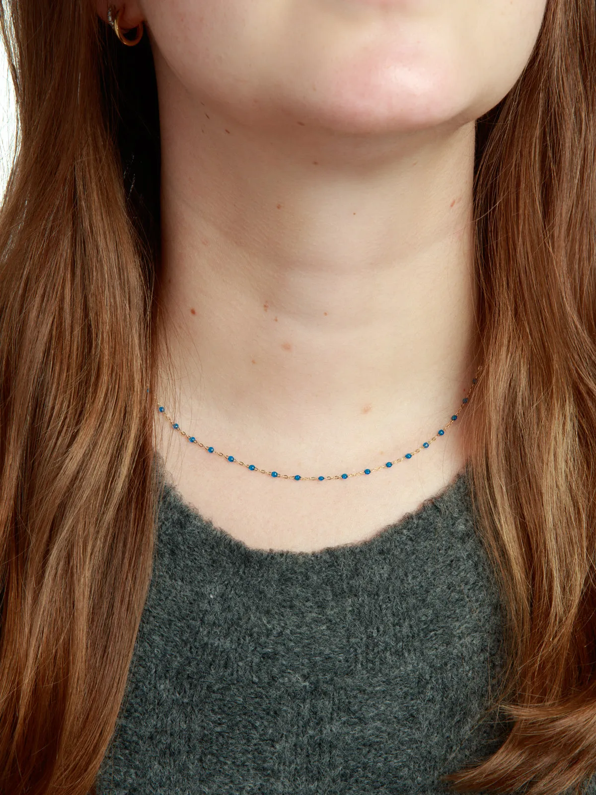 Classic Gigi Sapphire Resin Yellow Gold Necklace