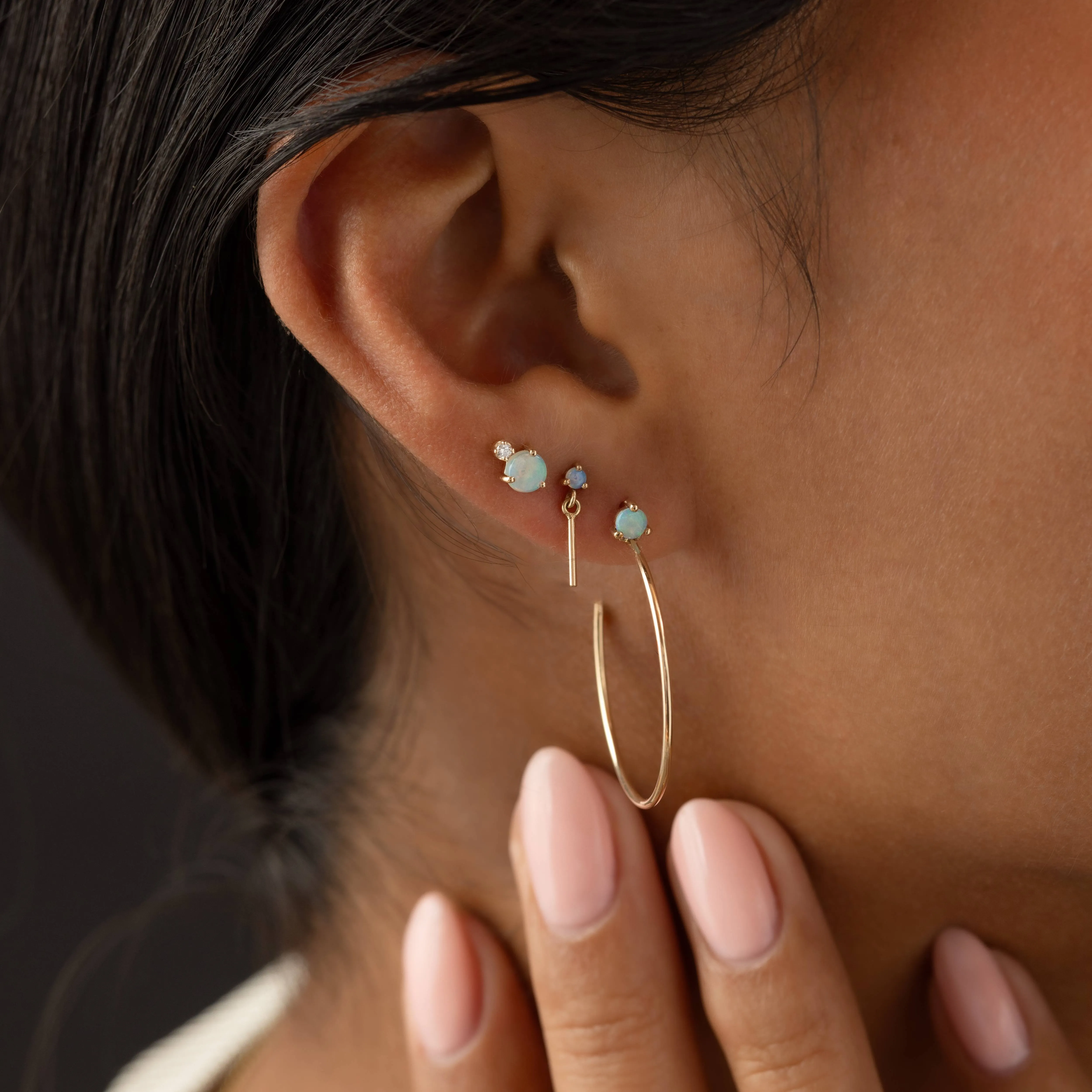 Classic Opal & Diamond Earrings - In Stock
