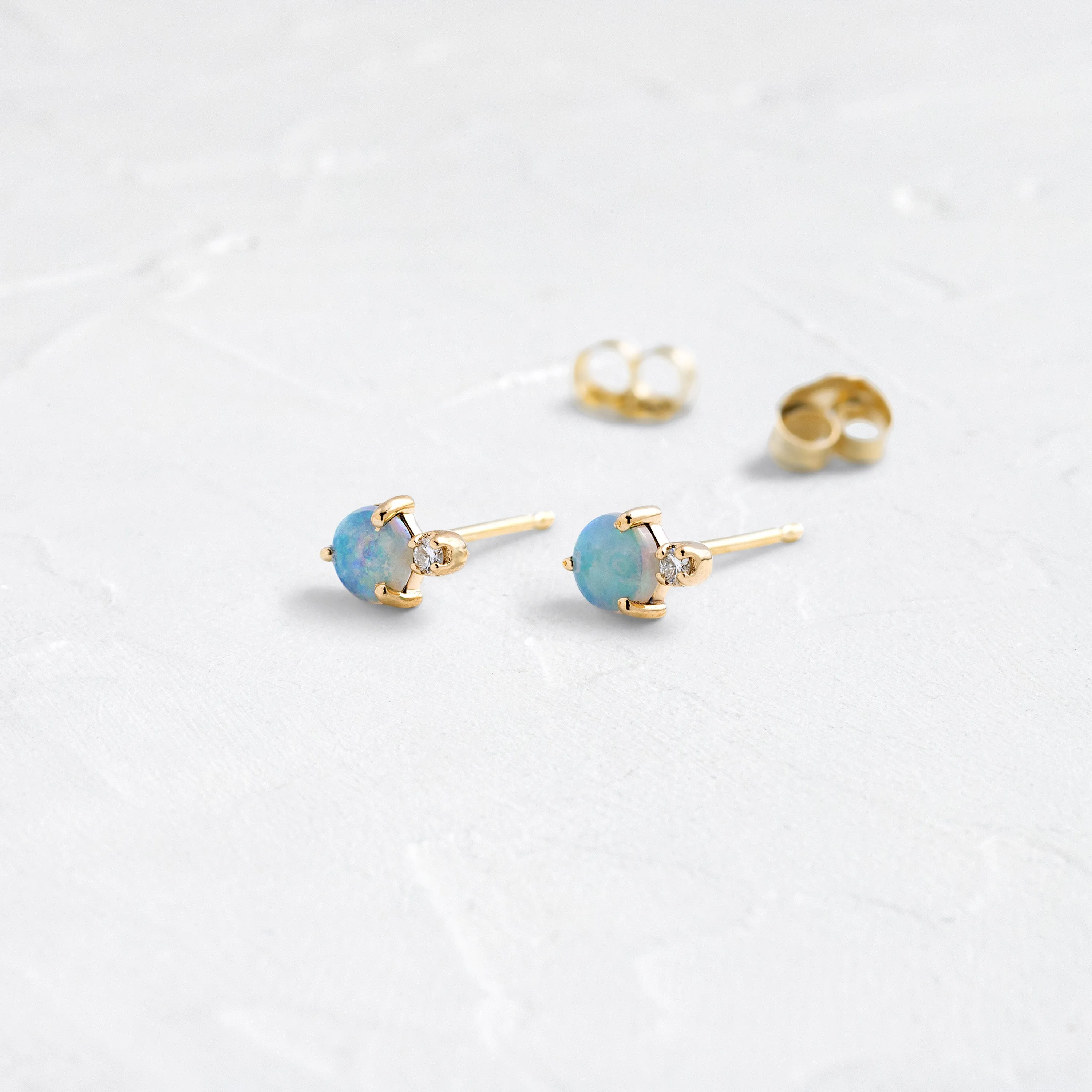 Classic Opal & Diamond Earrings - In Stock
