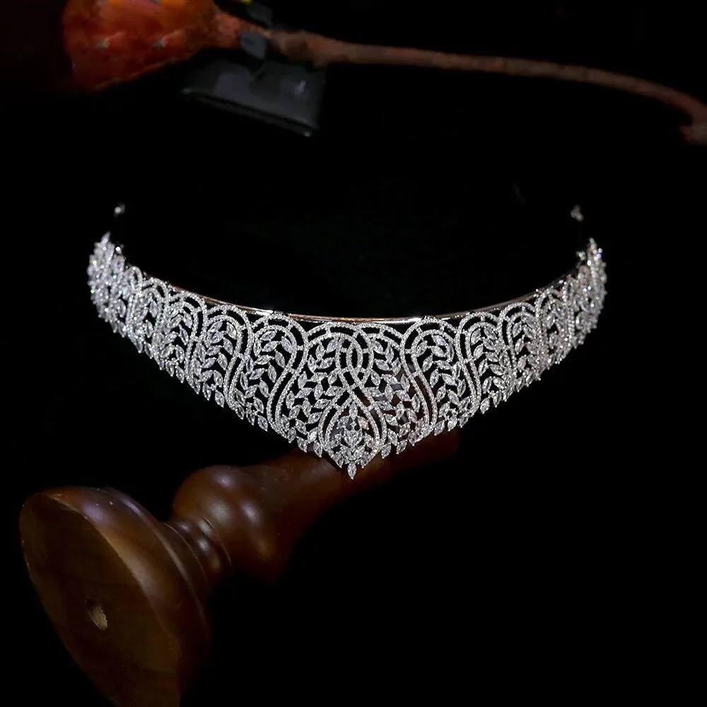 Classic Royal Zirconia Wedding Crown Tiara