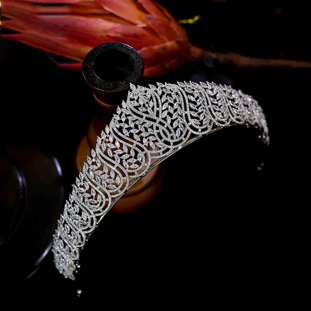 Classic Royal Zirconia Wedding Crown Tiara