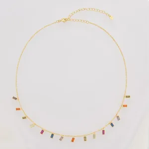 Colorful Charms Rainbow Chain Choker Necklace Women Fine Jewelry