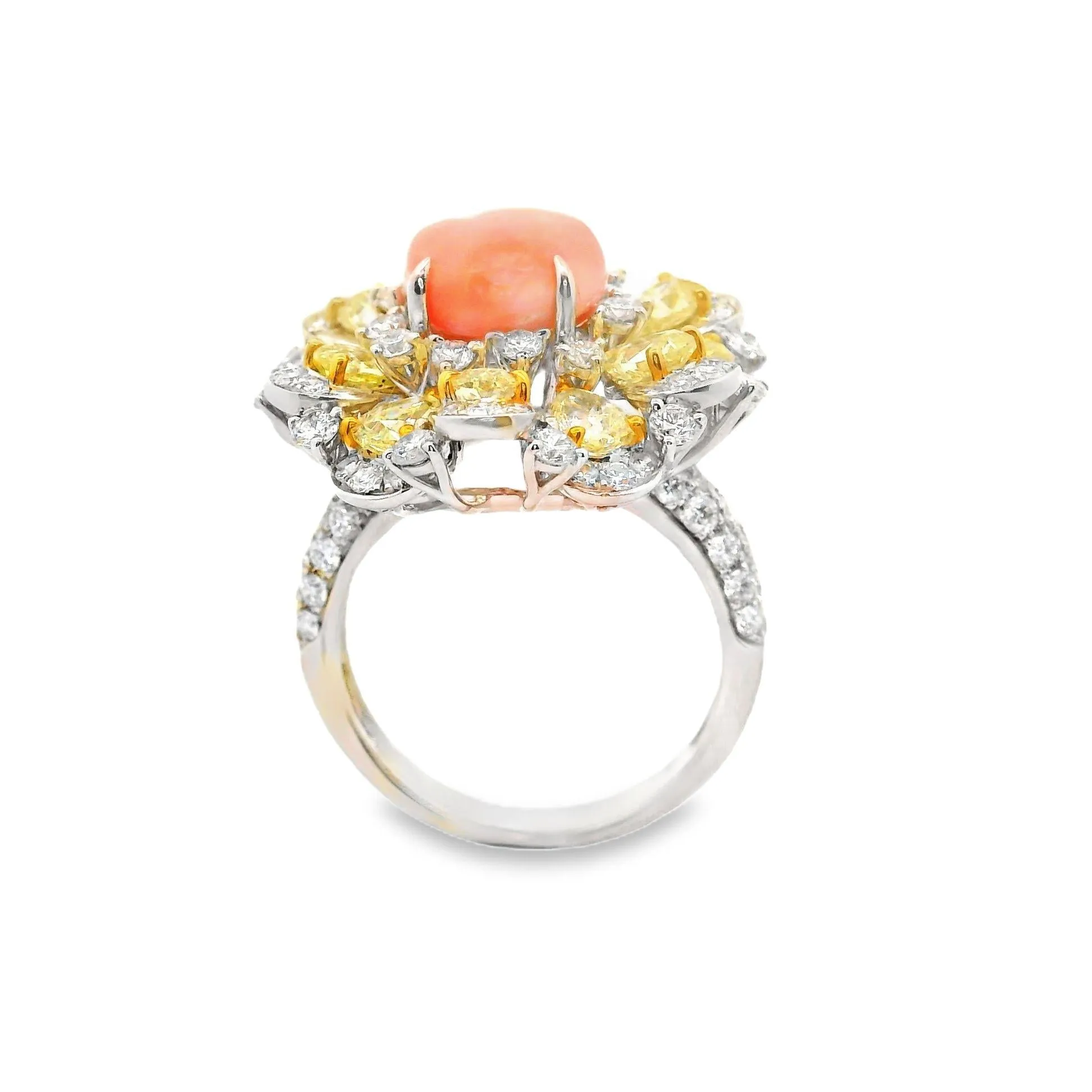 Conch Pearl & Diamond 18k White Gold Sunburst Cocktail Ring