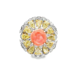 Conch Pearl & Diamond 18k White Gold Sunburst Cocktail Ring
