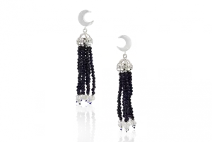 Crescent Starry Night Tassel Earrings