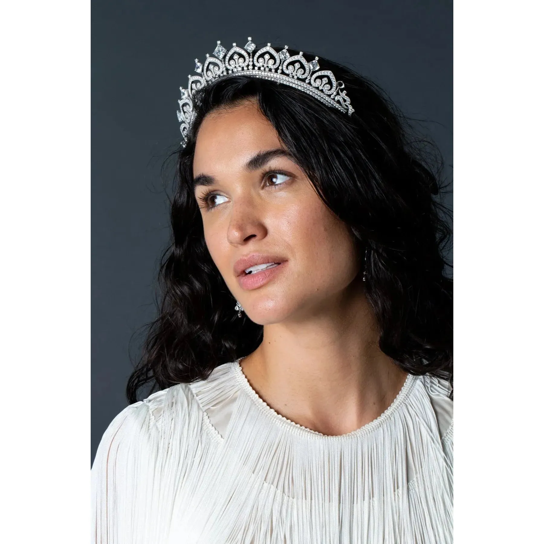 CRISLU Asscher Cut & Palmette Tiara by Andrew Prince