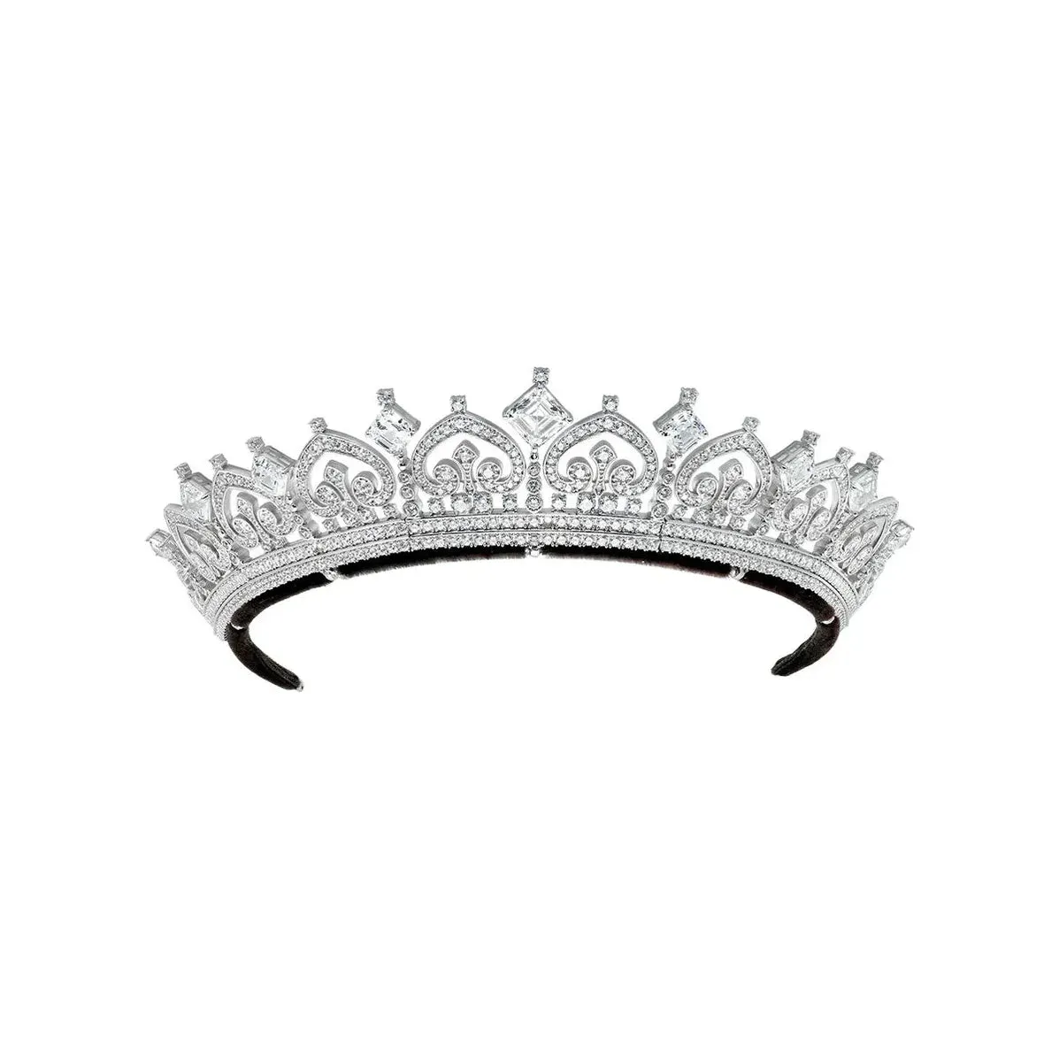 CRISLU Asscher Cut & Palmette Tiara by Andrew Prince