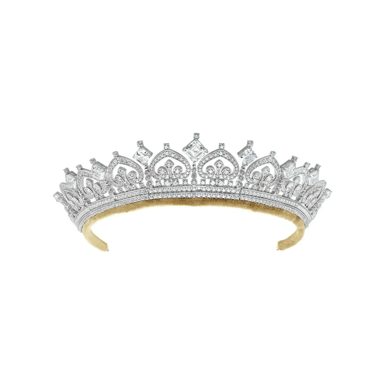 CRISLU Asscher Cut & Palmette Tiara by Andrew Prince