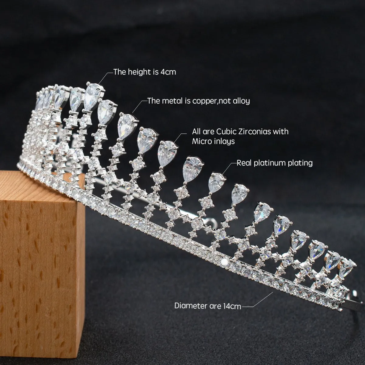 Cubic zircon wedding  bridal royal tiara diadem crown CH10330