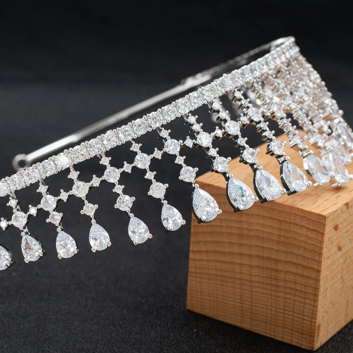 Cubic zircon wedding  bridal royal tiara diadem crown CH10330
