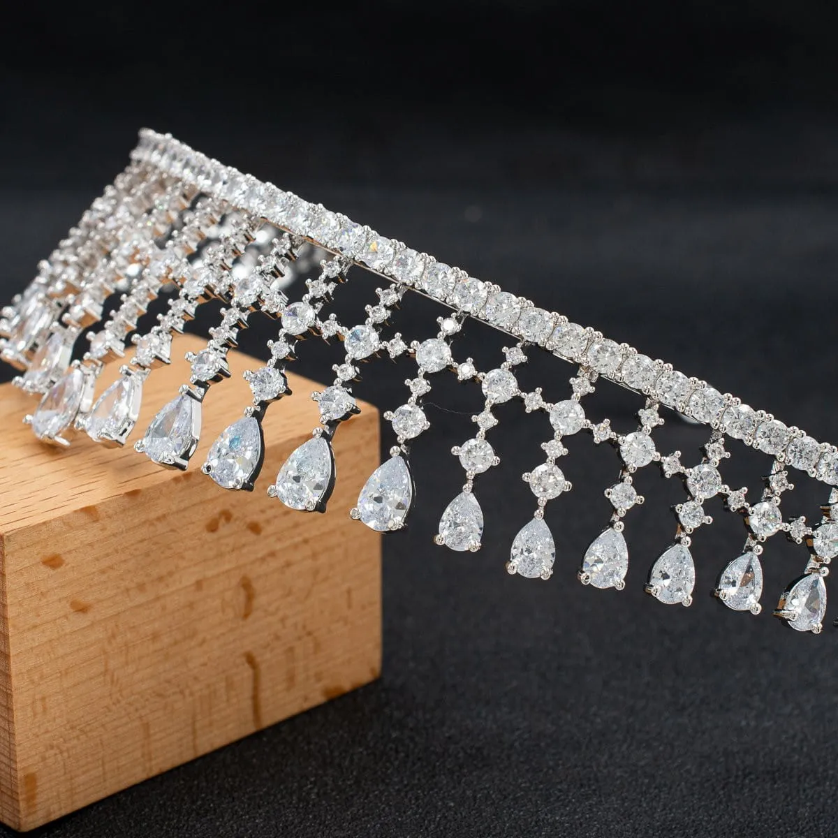Cubic zircon wedding  bridal royal tiara diadem crown CH10330