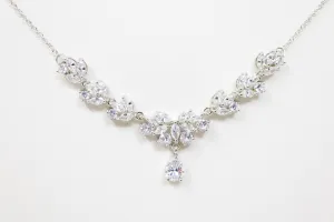 Cubic Zirconia Minimalist Diamond/Crystal Necklace, Bridal Necklace Set, Bridal Jewelry, Statement Necklace