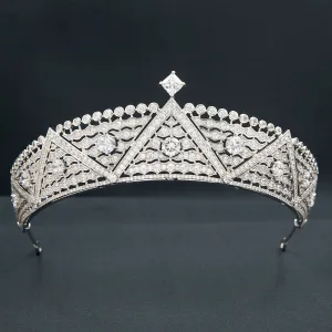 Cubic Zirconia Royal Tiara for Wedding,Crystal Princess Crown Diadem CH10365