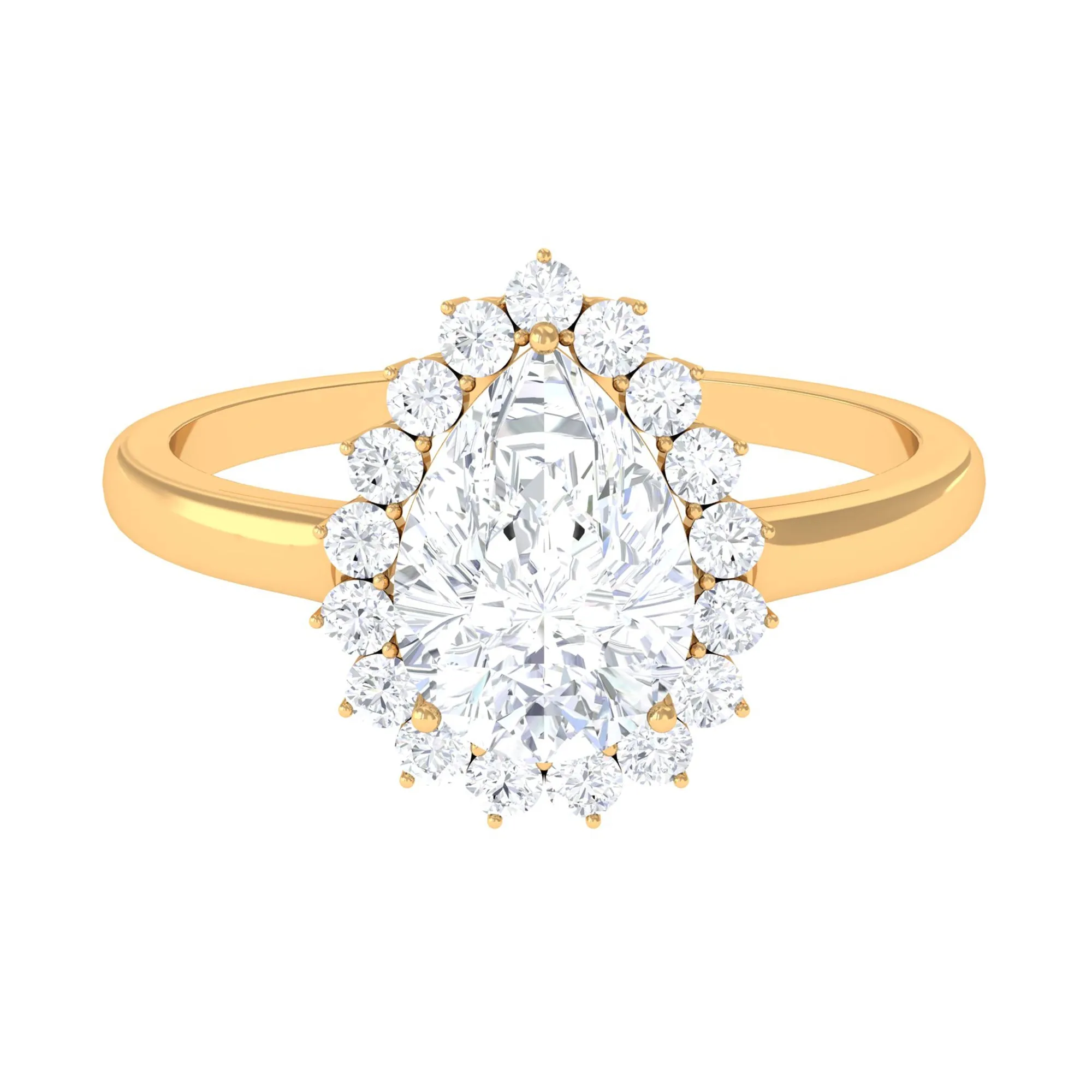 Cubic Zirconia Teardrop Halo Engagement Ring