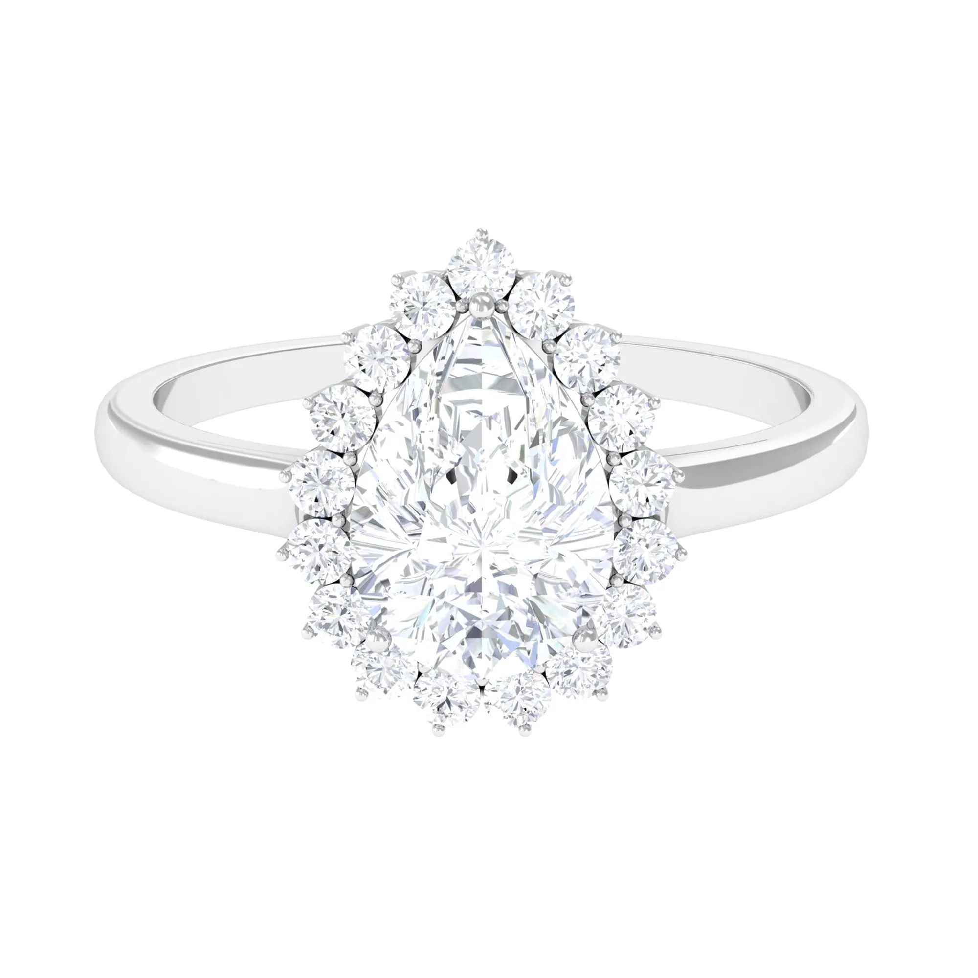 Cubic Zirconia Teardrop Halo Engagement Ring