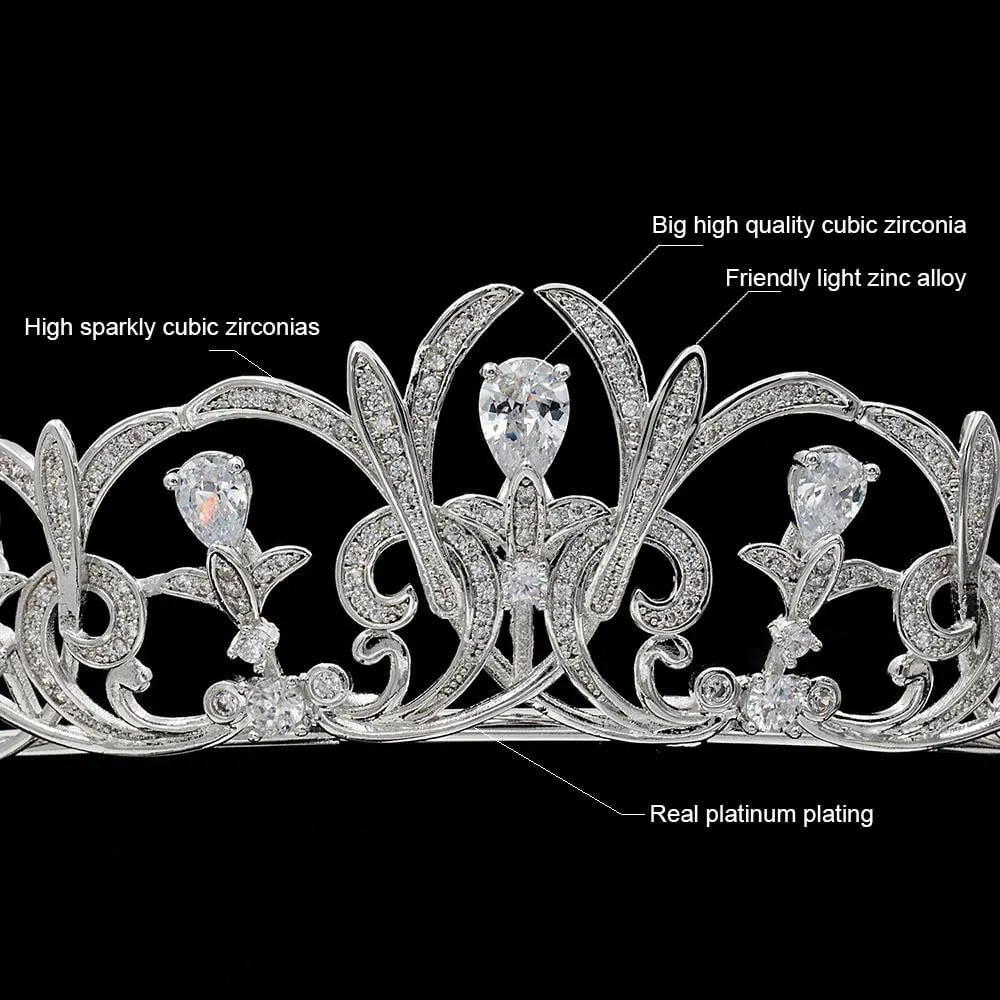 Cubic zirconia tiara diadem for wedding bridal hair jewelry CH10120