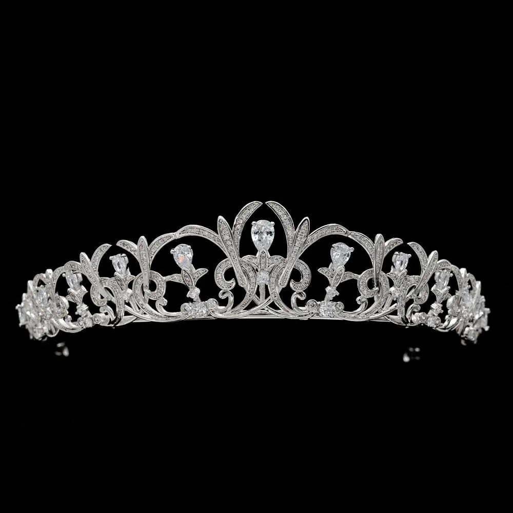 Cubic zirconia tiara diadem for wedding bridal hair jewelry CH10120