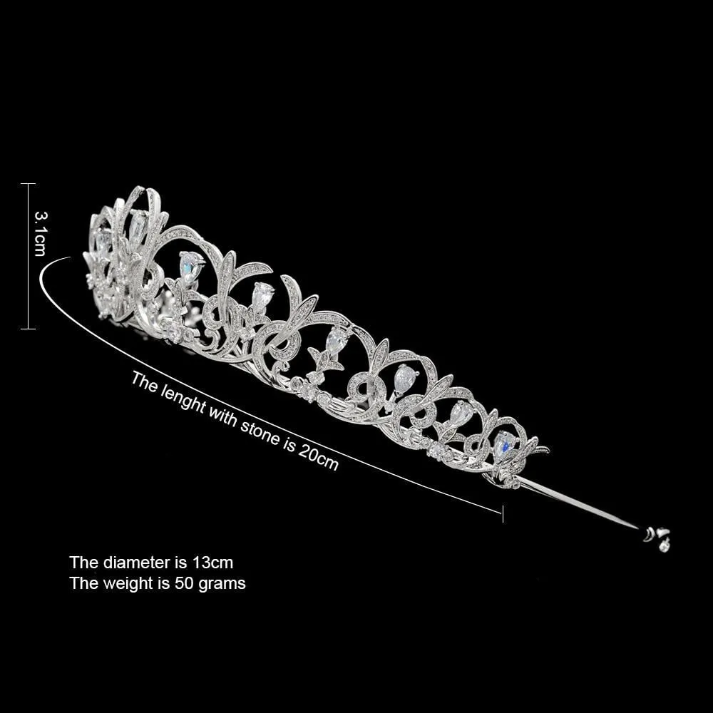Cubic zirconia tiara diadem for wedding bridal hair jewelry CH10120