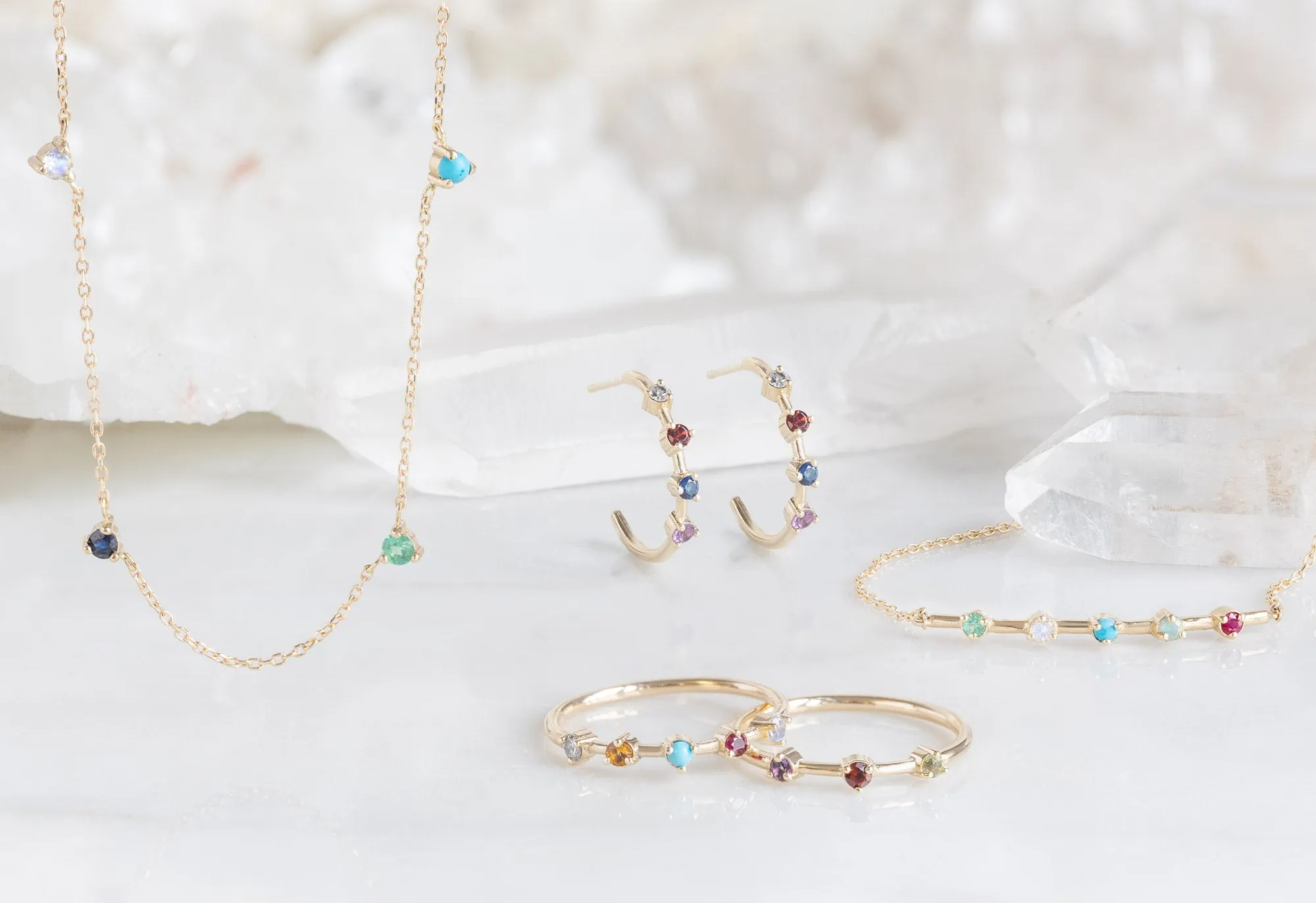 Custom Multi-Birthstone Hoops