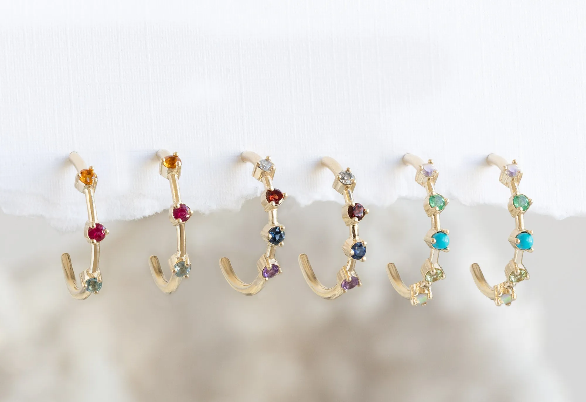Custom Multi-Birthstone Hoops