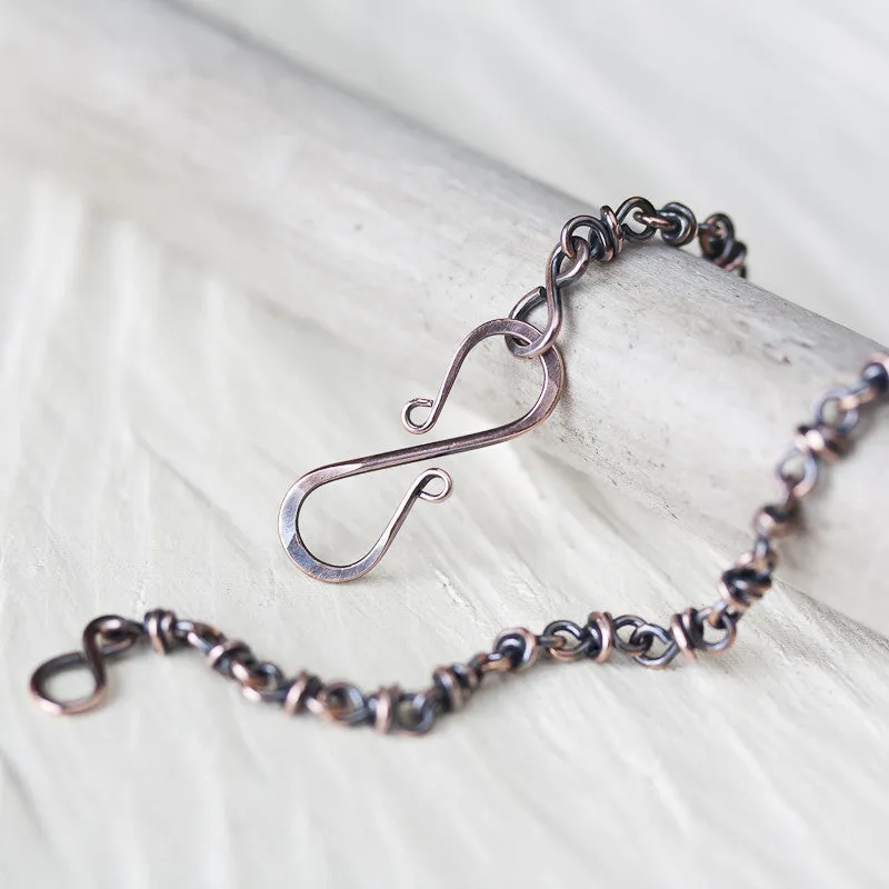 Dainty wire wrapped copper chain bracelet