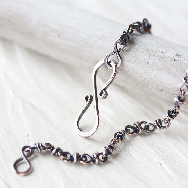Dainty wire wrapped copper chain bracelet