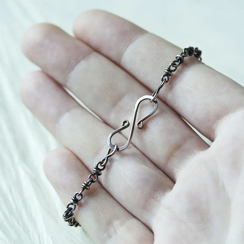 Dainty wire wrapped copper chain bracelet