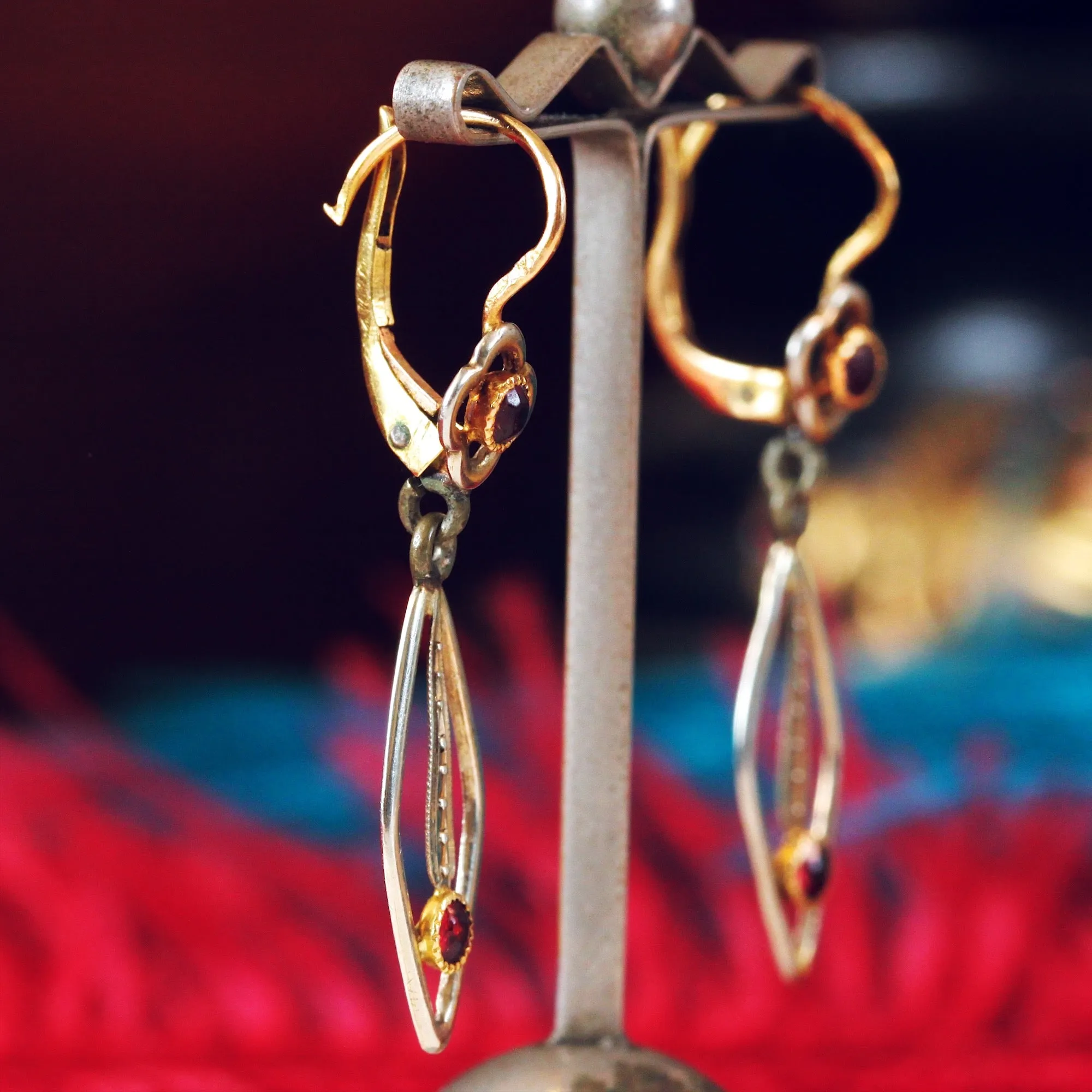 Darling Vintage French Ruby Earrings