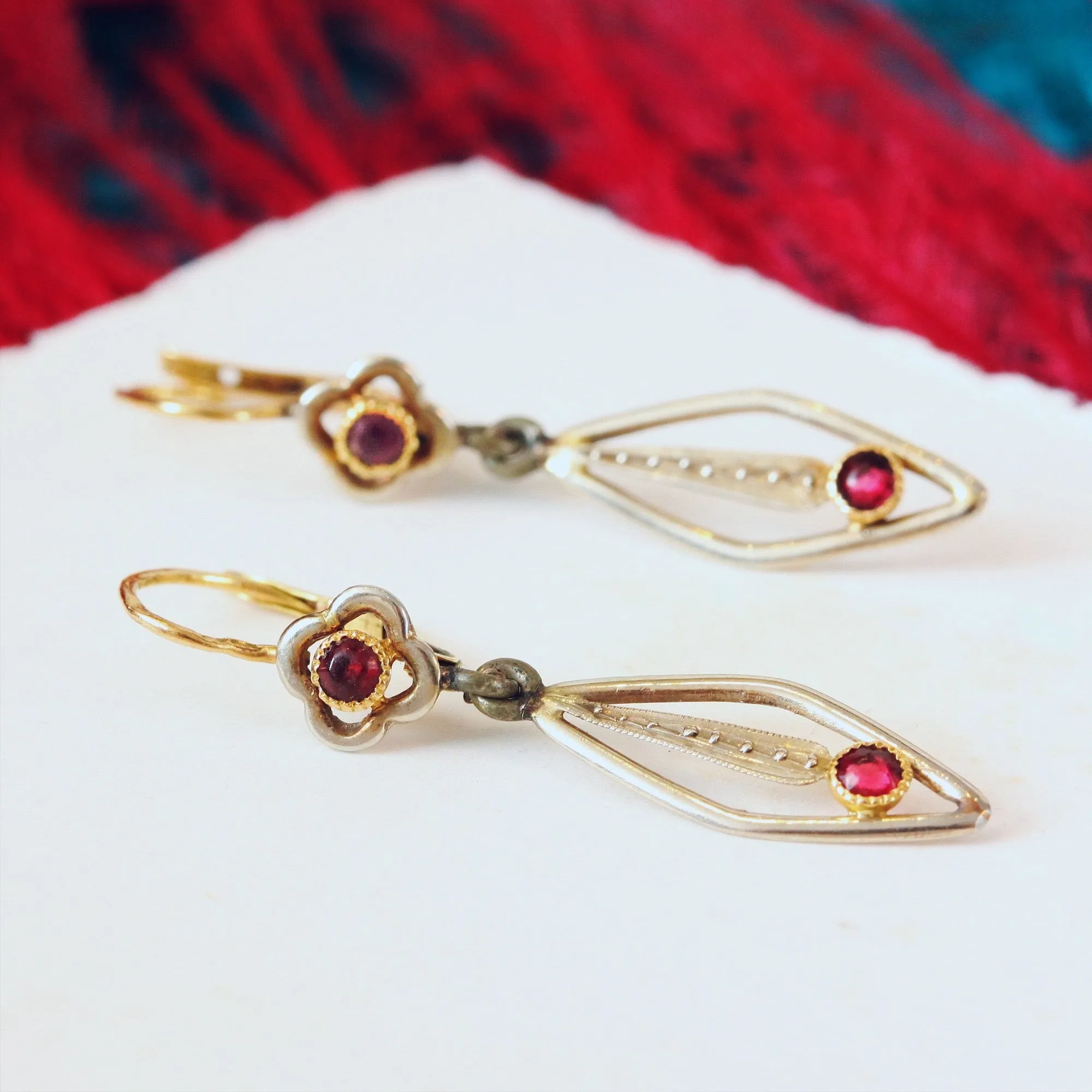 Darling Vintage French Ruby Earrings