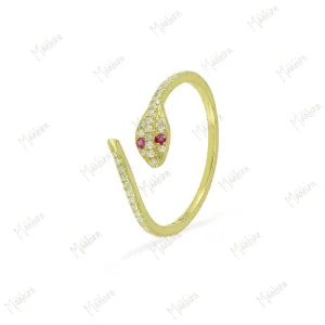 Diamond & Ruby Eye Snake Ring in US Size 7