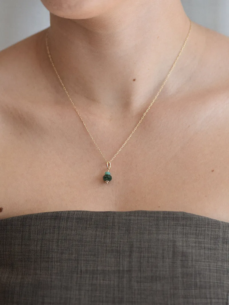 Elle Necklace with Emerald - 14k Gold