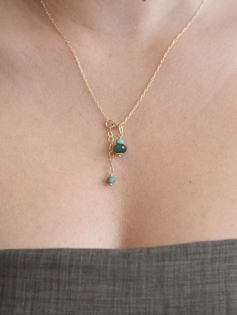 Elle Necklace with Emerald - 14k Gold
