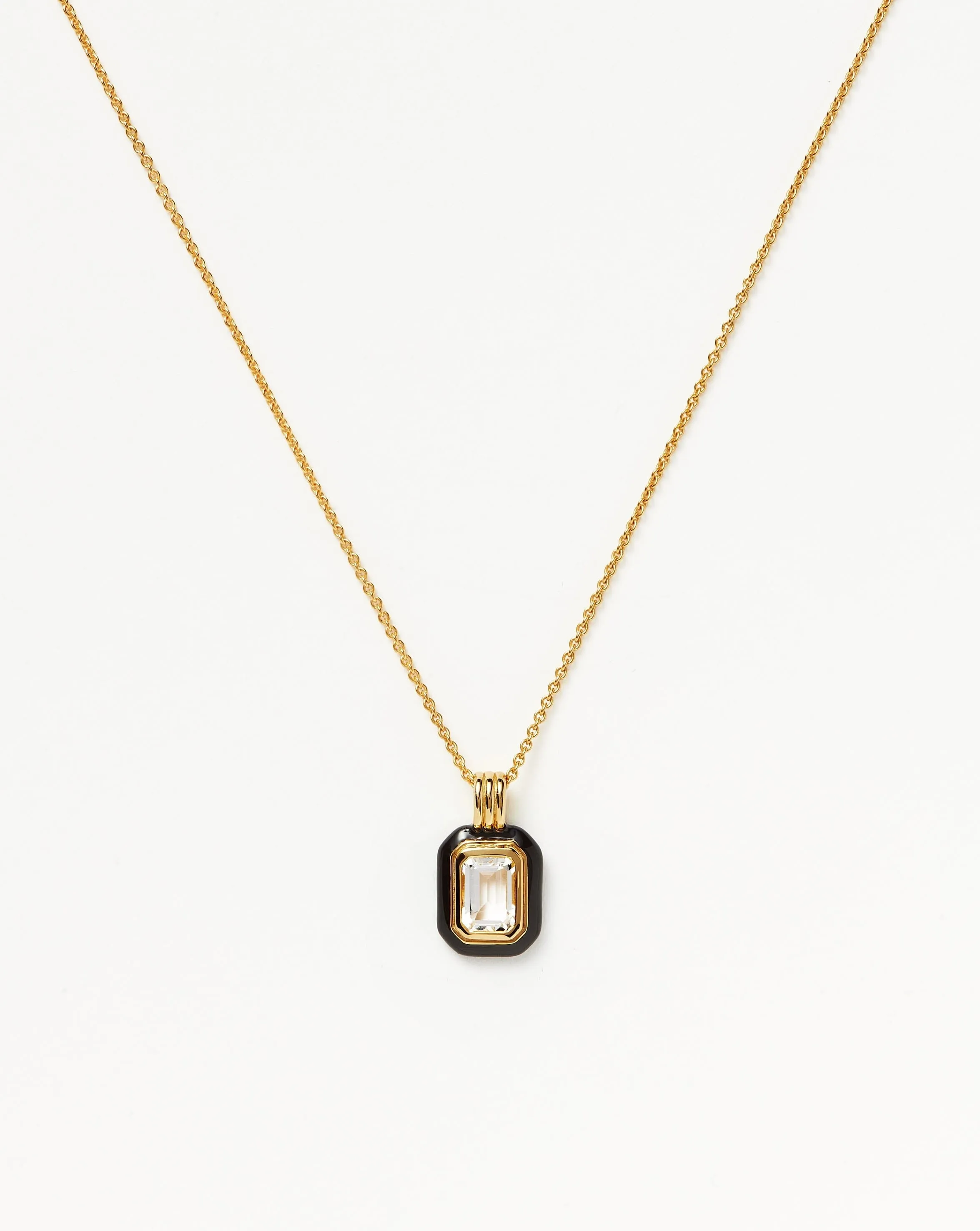 Enamel & Stone Pendant Necklace | 18ct Gold Vermeil/Crystal Quartz