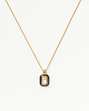 Enamel & Stone Pendant Necklace | 18ct Gold Vermeil/Crystal Quartz
