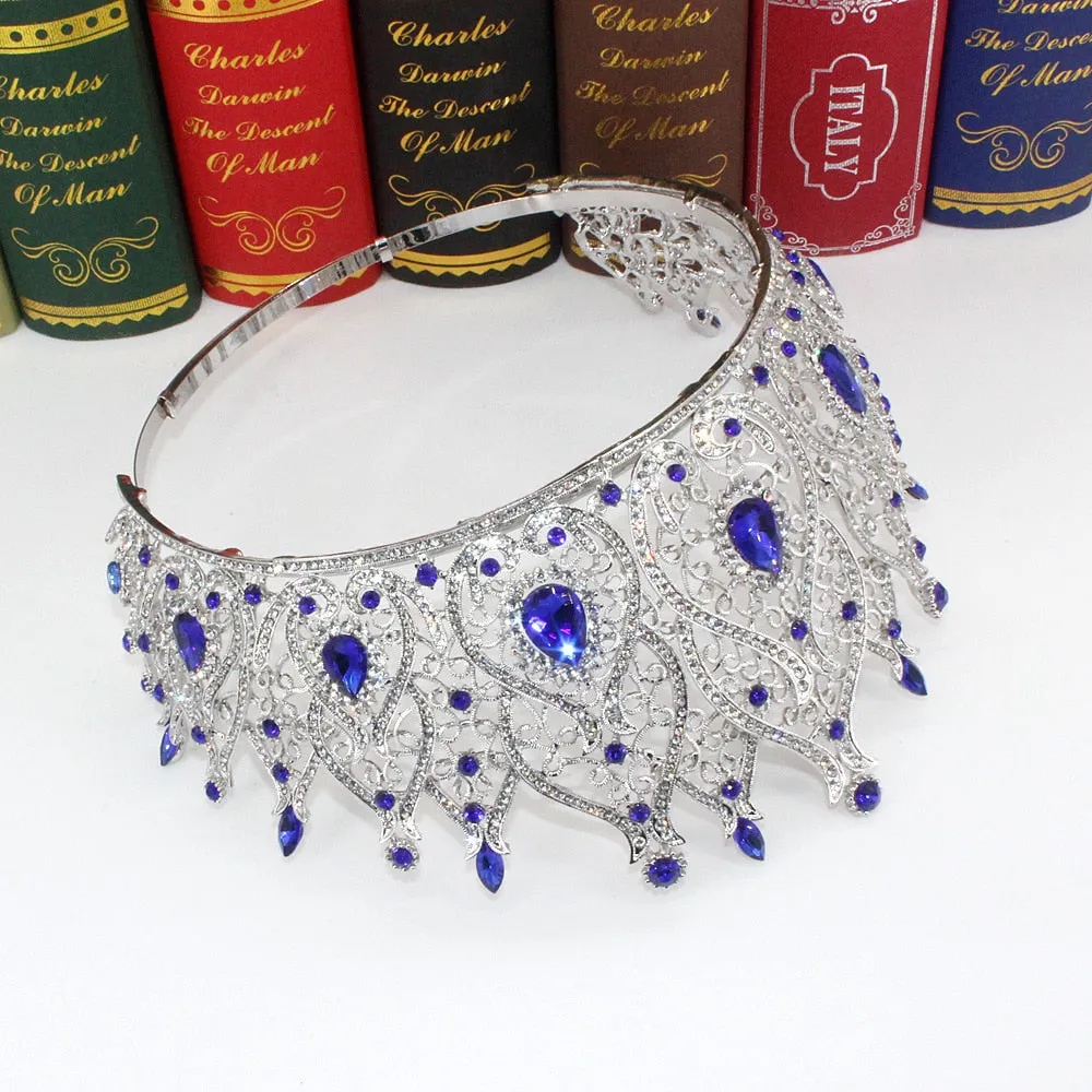 European Tall Cubic Zircon Crystal Round Tiaras Party Stage Show Hair Accessories
