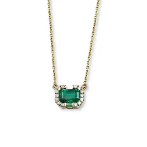 Exclusively by Nina 18K Yellow Gold Emerald-Cut Emerald and Diamond Necklace