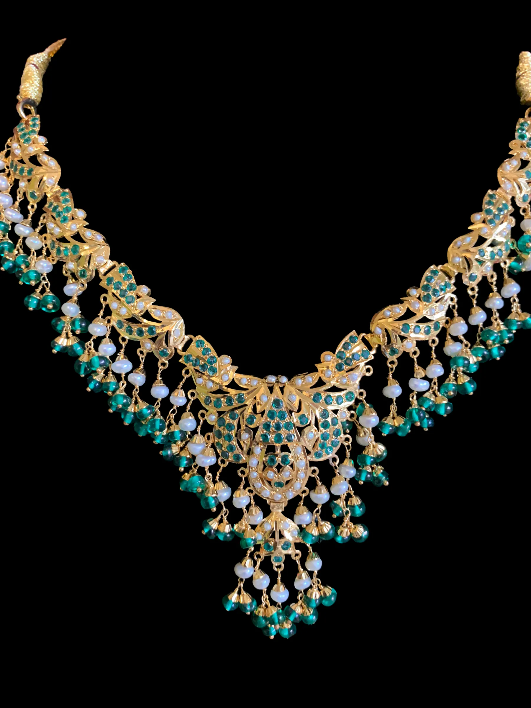 FARISA gold plated silver necklace set in emerald ( READY TO SHIP )