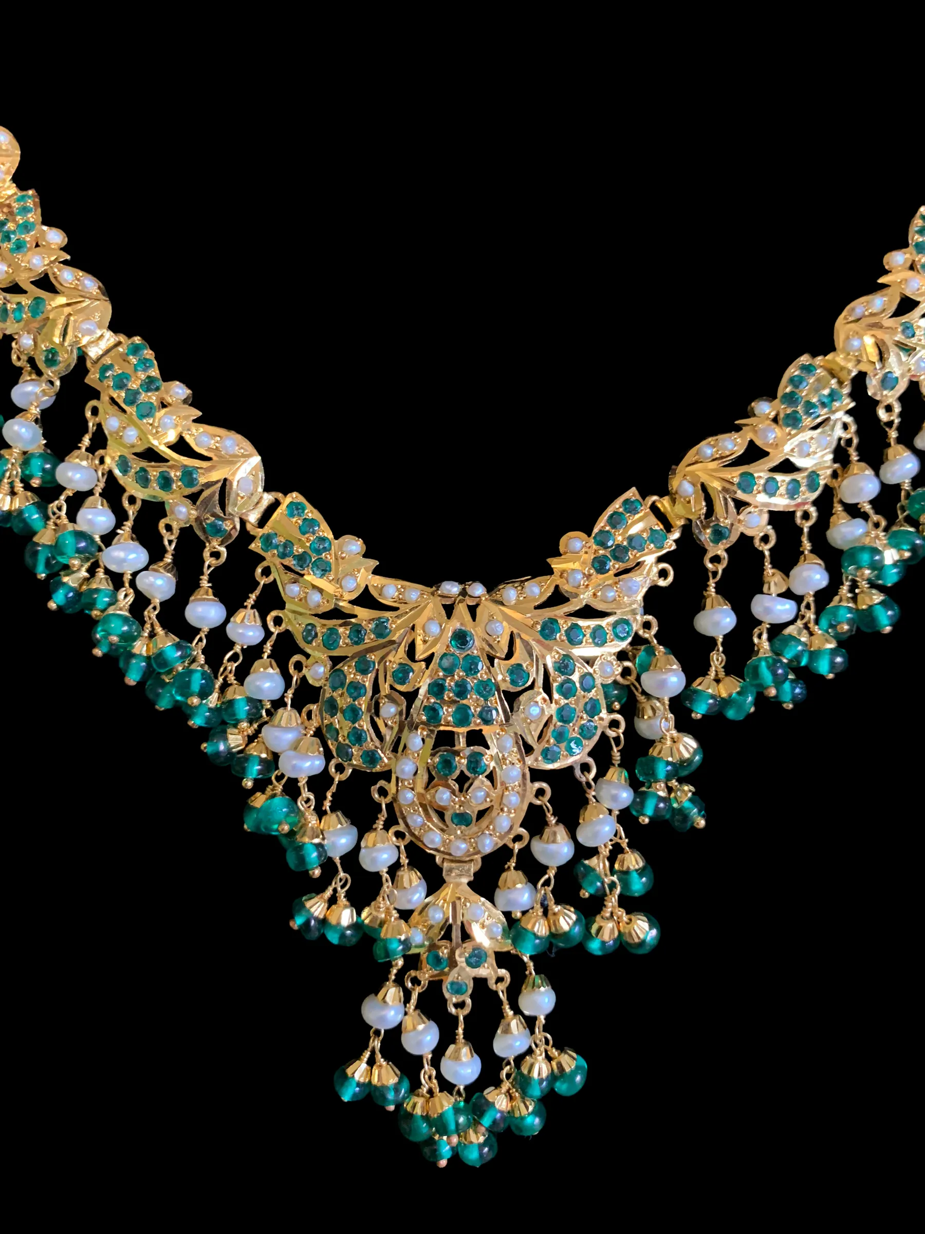 FARISA gold plated silver necklace set in emerald ( READY TO SHIP )