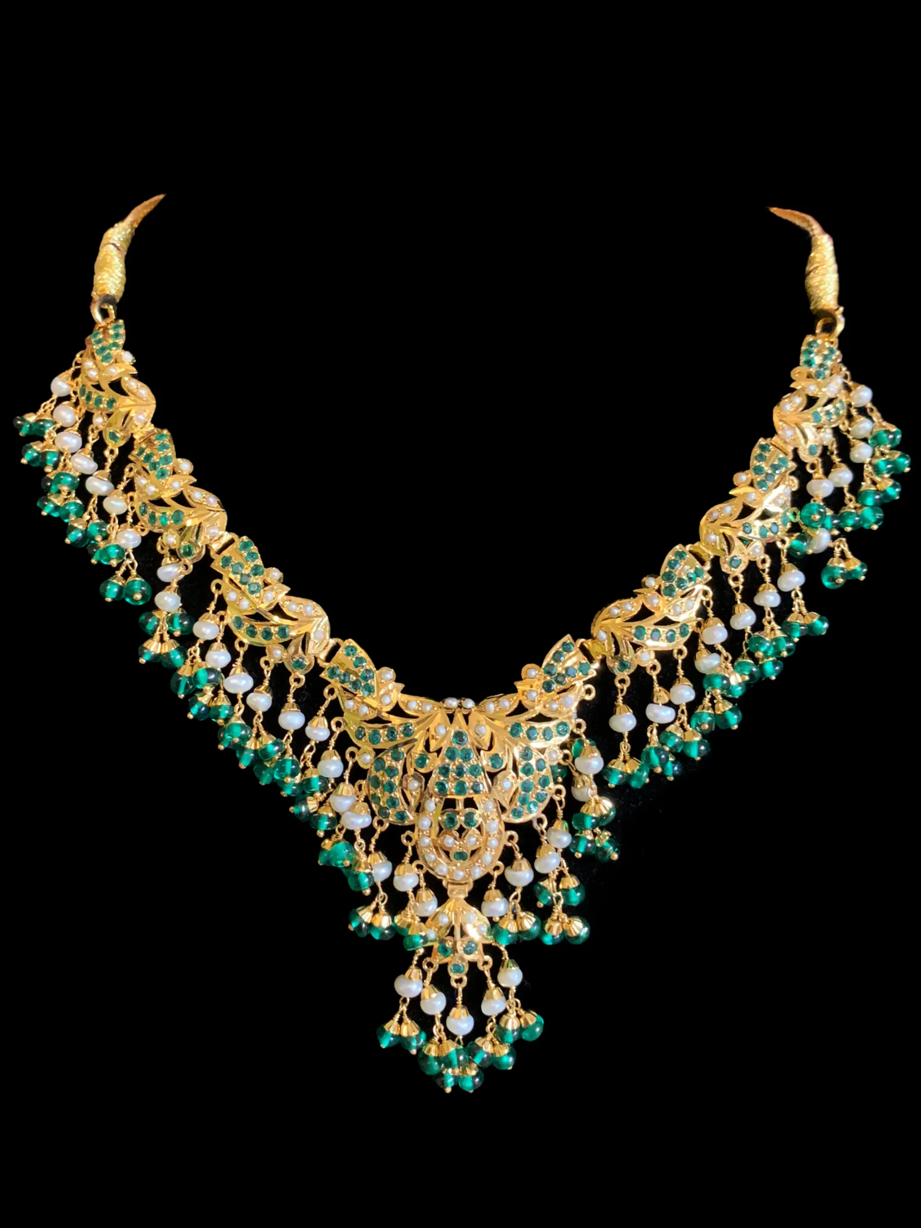 FARISA gold plated silver necklace set in emerald ( READY TO SHIP )