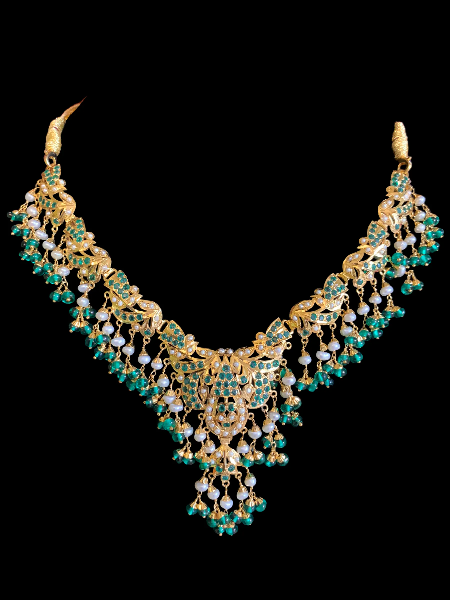 FARISA gold plated silver necklace set in emerald ( READY TO SHIP )