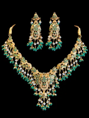 FARISA gold plated silver necklace set in emerald ( READY TO SHIP )