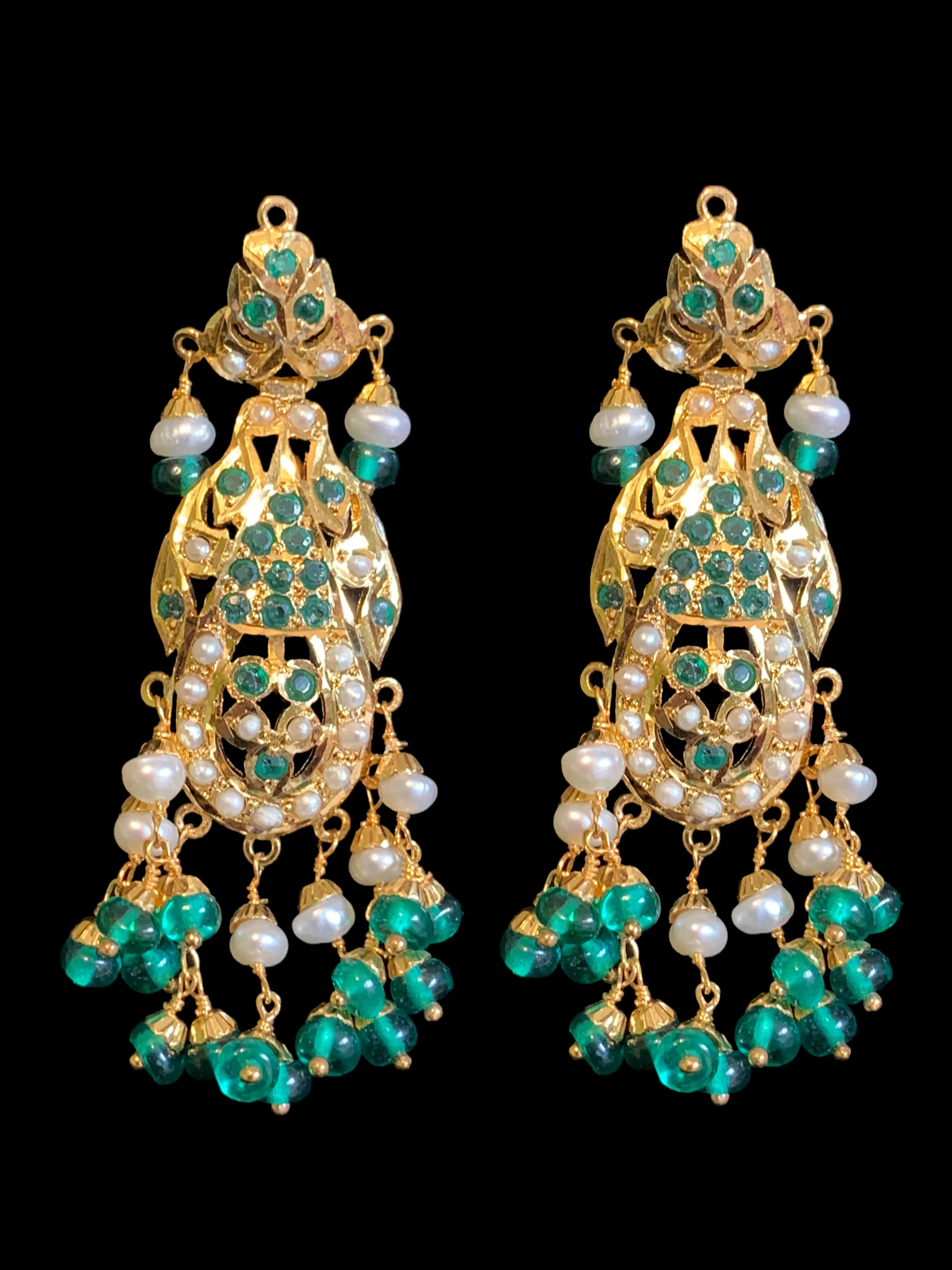 FARISA gold plated silver necklace set in emerald ( READY TO SHIP )