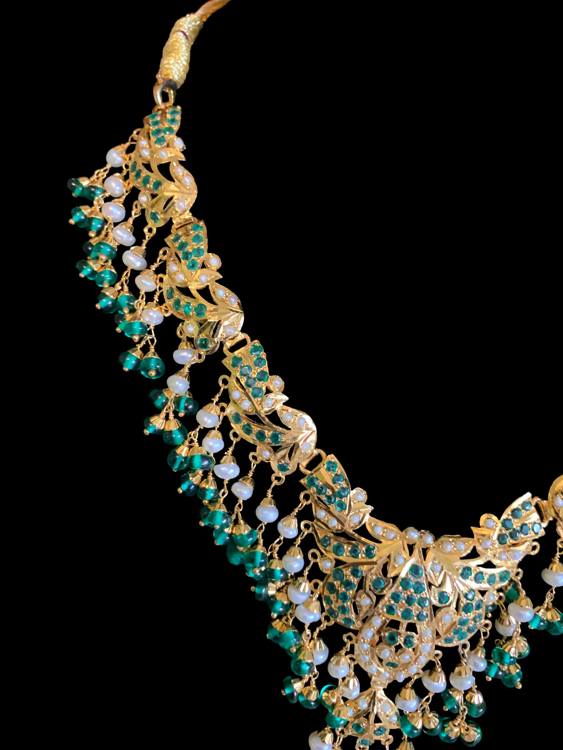 FARISA gold plated silver necklace set in emerald ( READY TO SHIP )