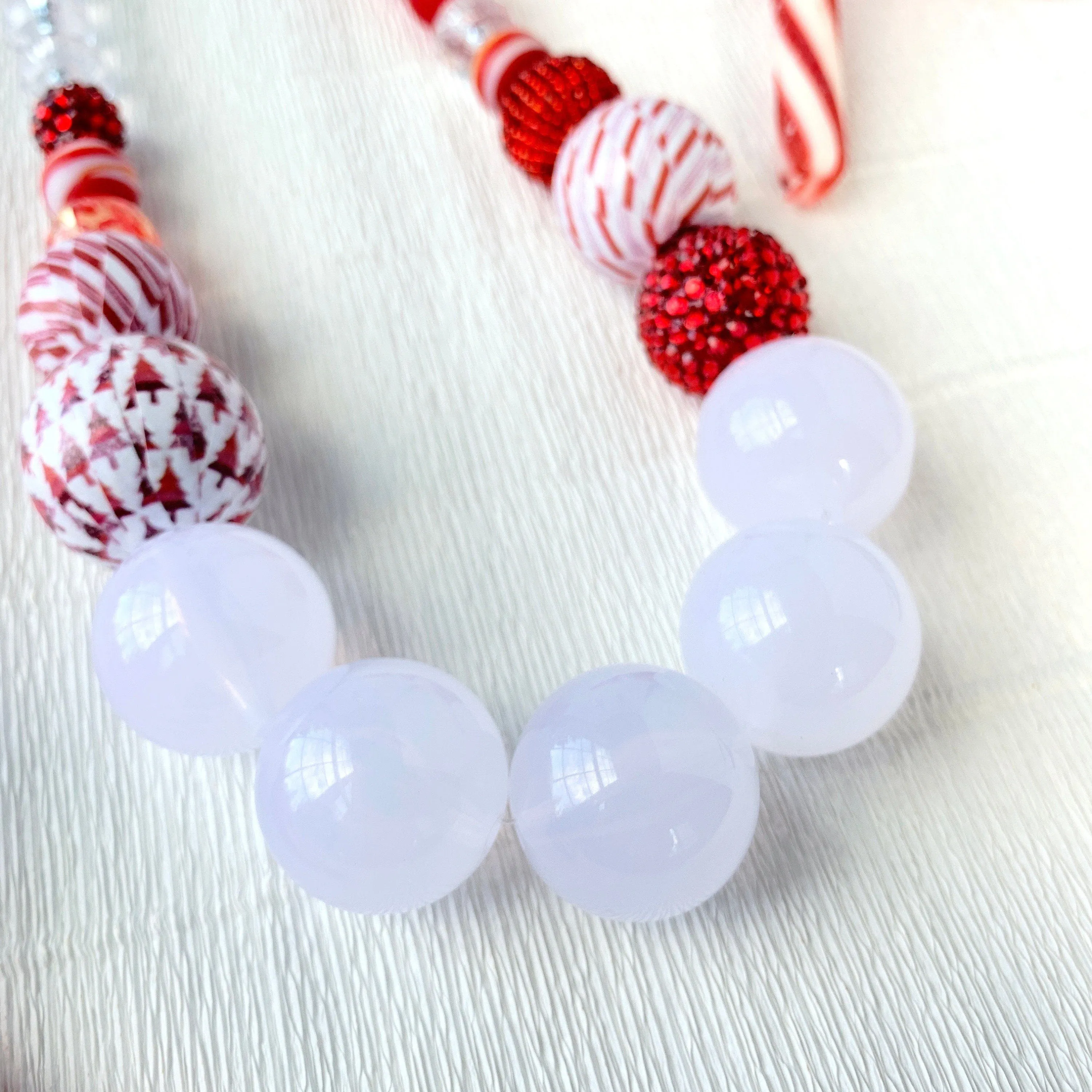 Festive Candy Cane Beaded Necklace
