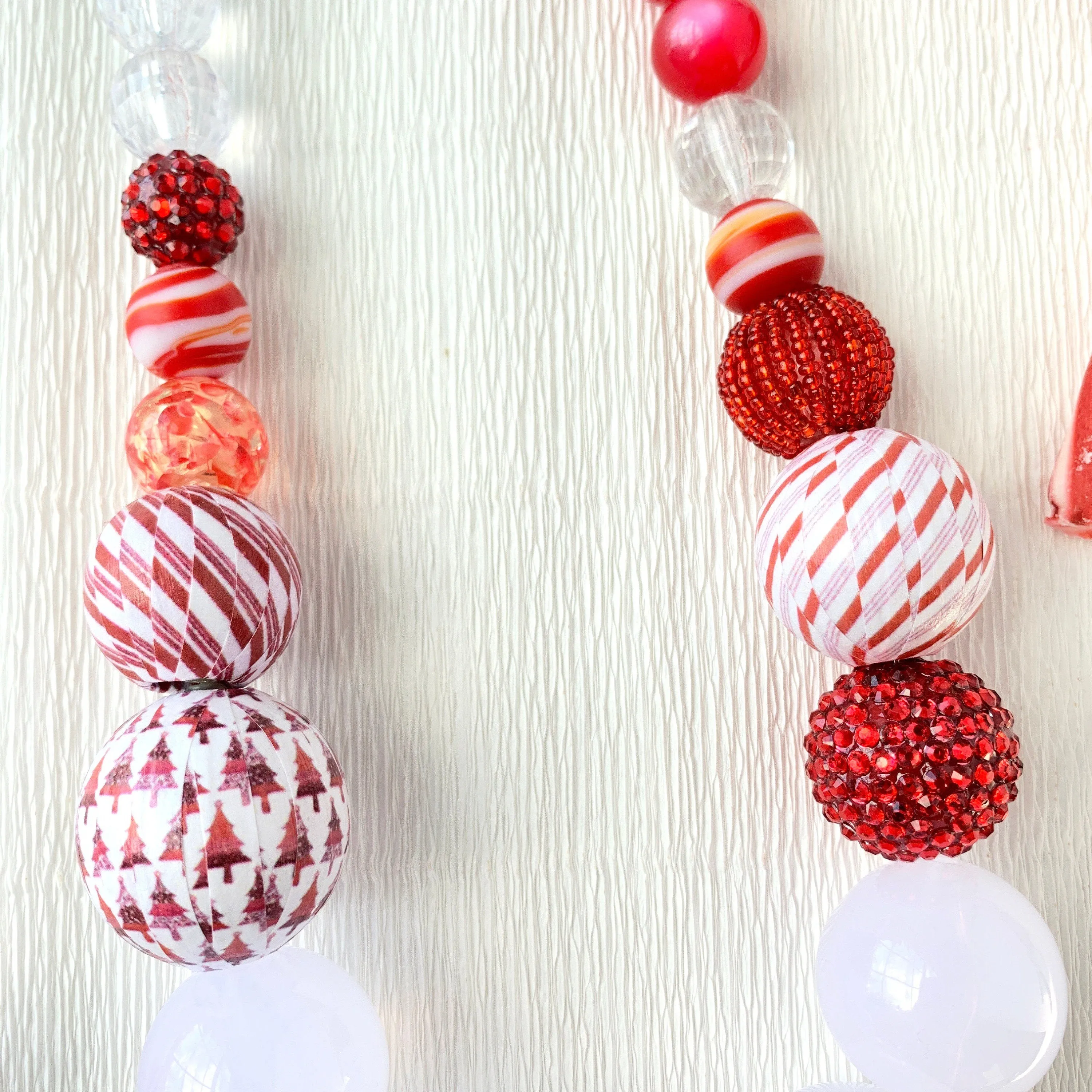 Festive Candy Cane Beaded Necklace