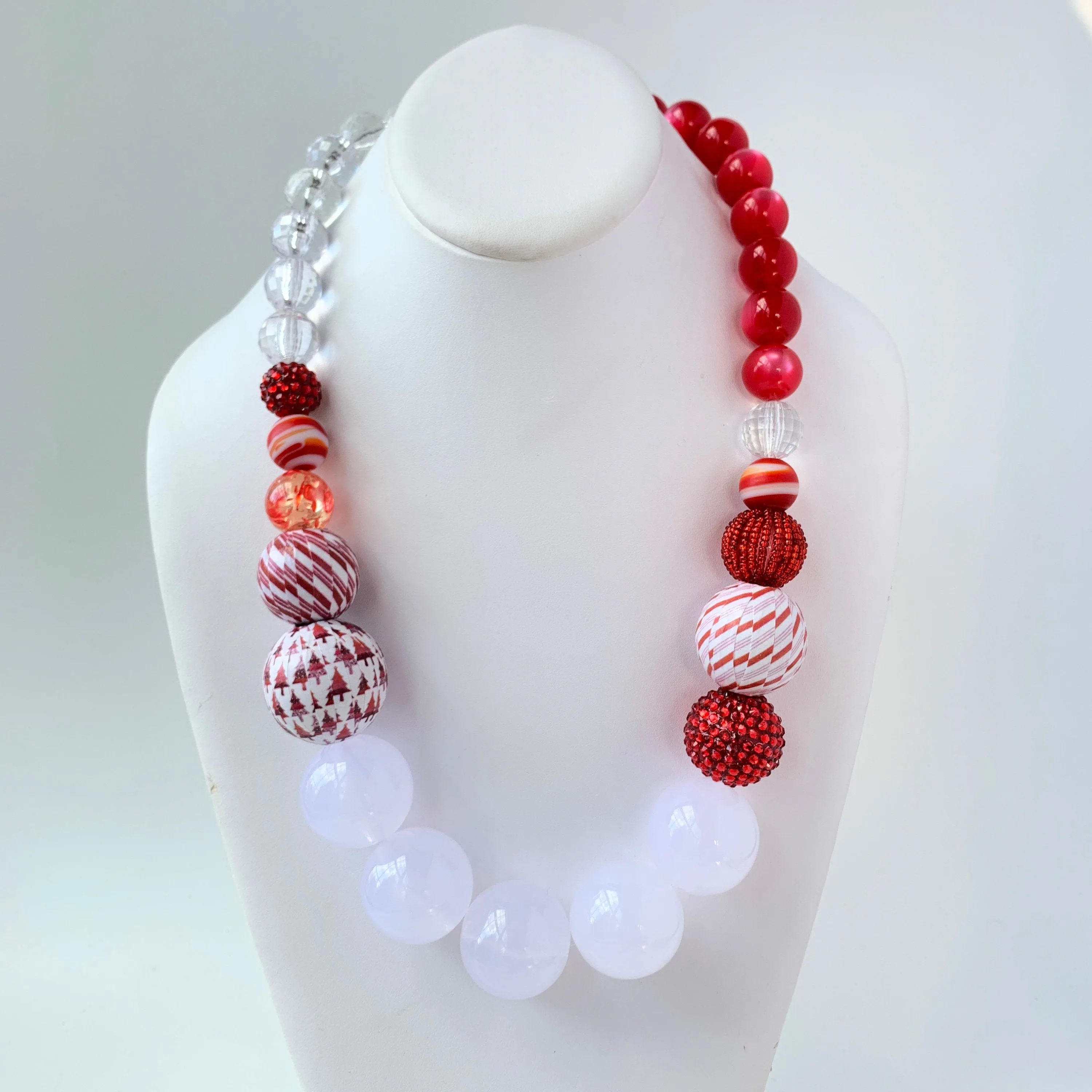 Festive Candy Cane Beaded Necklace
