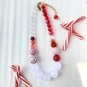 Festive Candy Cane Beaded Necklace