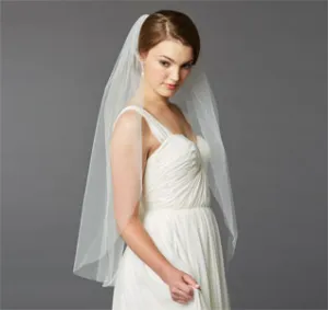 Fingertip Length Single Layer Cut Edge Bridal Veil