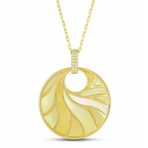 Frederic Sage 14K Yellow Gold Yellow MOP Venus Pendant Necklace with Diamond Bail