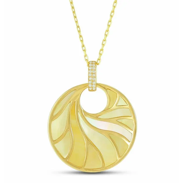 Frederic Sage 14K Yellow Gold Yellow MOP Venus Pendant Necklace with Diamond Bail
